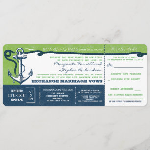 Invitación boda de pasajes de embarque con RSVP