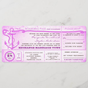 Invitación boda de pasajes de embarque con RSVP