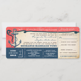 Invitación boda de pasajes de embarque con RSVP