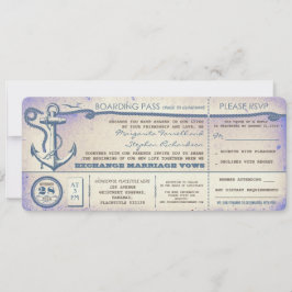 Invitación boda de pasajes de embarque con RSVP