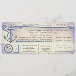 Invitación boda de pasajes de embarque con RSVP