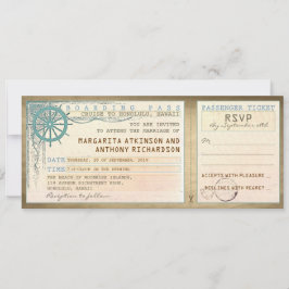 Invitación boda de pasajes de embarque con RSVP