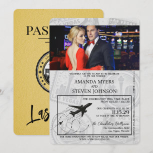 Invitación Boda de pasaporte amarillo de Las Vegas