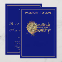 Boda de pasaporte azul moderno