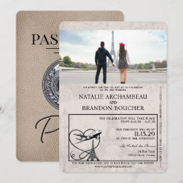 Invitación Boda de pasaporte de Beige Paris