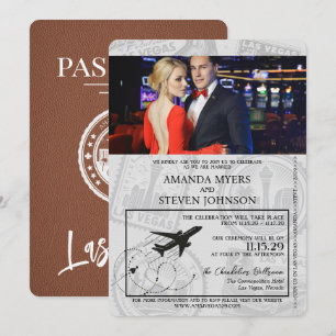 Invitación Boda de pasaporte de Brown Las Vegas
