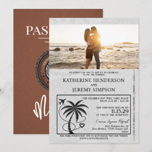 Invitación Boda de pasaporte de México de Brown