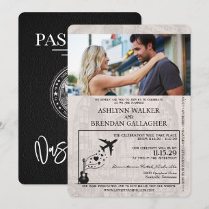 Invitación Boda de Pasaporte de Nashville Negro