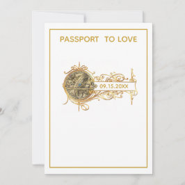 Invitación Boda de pasaporte de oro blanco moderno