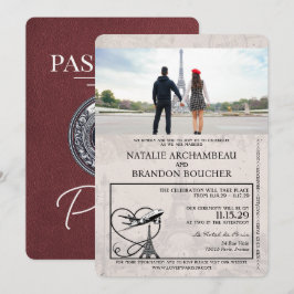 Invitación Boda de pasaporte de París de Borgoña