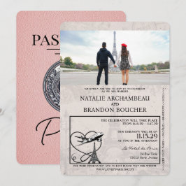 Invitación Boda de Pasaporte de París Rosado