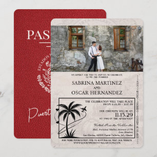 Invitación Boda de Pasaporte de Puerta Roja Vallarta