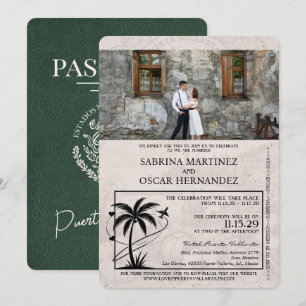 Invitación Boda de pasaporte de Puerta Verde Vallarta