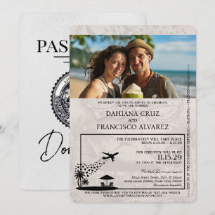 Invitación Boda de pasaporte de República Dominicana Blanca