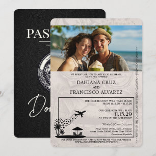 Invitación Boda de pasaporte de República Dominicana Negra