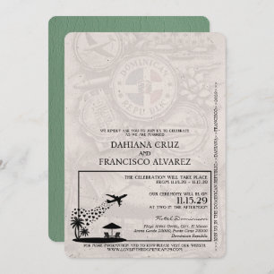 Invitación Boda de pasaporte de República Dominicana Verde