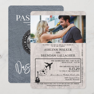 Invitación Boda de Pasaporte de Silver Nashville