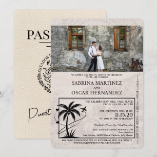 Invitación Boda de pasaporte Ivory Puerta Vallarta