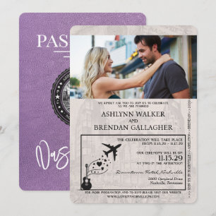 Invitación Boda de Pasaporte Lavender Purple Nashville