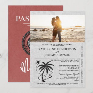 Invitación Boda de pasaporte ligero de Borgoña México