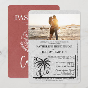 Invitación Boda de Pasaporte ligero de Cancún en Borgoña
