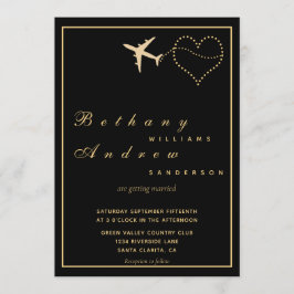 Invitación Boda de pasaporte negro moderno