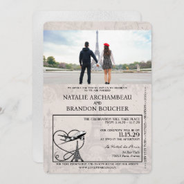 Invitación Boda de pasaporte París blanco