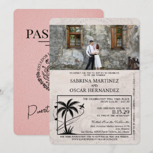 Invitación Boda de Pasaporte Rosa Puerta Vallarta