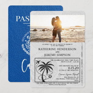 Invitación Boda de Pasaporte Royal Blue Cancun