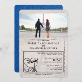 Invitación Boda de Pasaporte Royal Blue Paris