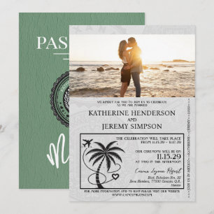 Invitación Boda de pasaporte verde de México