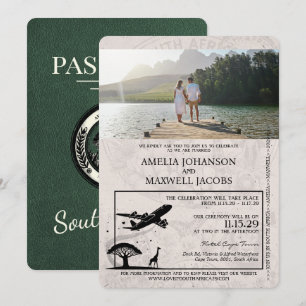 Invitación Boda de pasaporte verde de Sudáfrica
