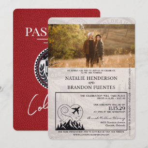 Invitación Boda de Pasaportes de Colorado Rojo