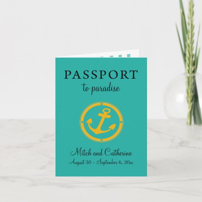 Invitación Boda de pasaportes de crucero del Caribe Meridiona (Anverso)