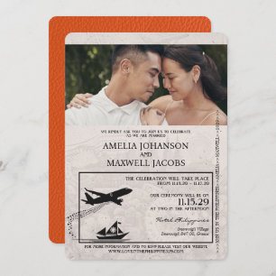 Invitación Boda de pasaportes de Filipinas naranja