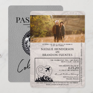 Invitación Boda de pasaportes de Grey Colorado
