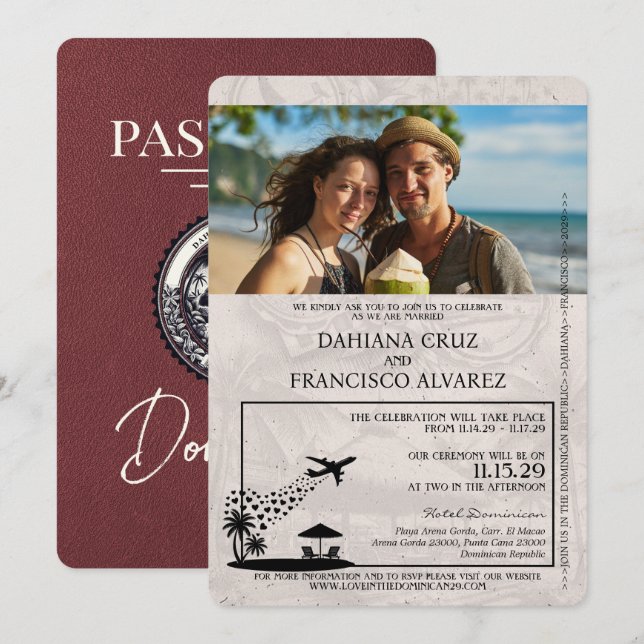 Invitación Boda de pasaportes de la República Dominicana con  (Anverso / Reverso)