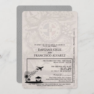 Invitación Boda de pasaportes de la República Dominicana gris