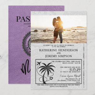 Invitación Boda de Pasaportes de Lavender México