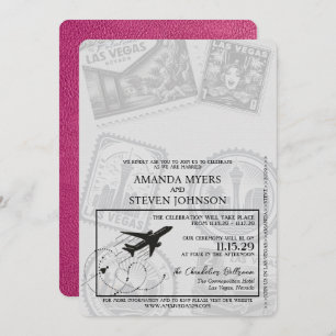 Invitación Boda de pasaportes de Magenta Las Vegas