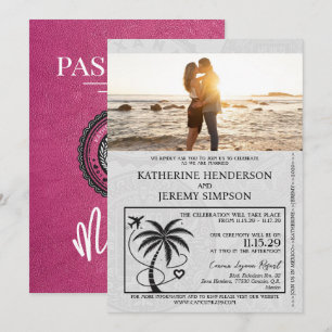 Invitación Boda de pasaportes de Magenta México