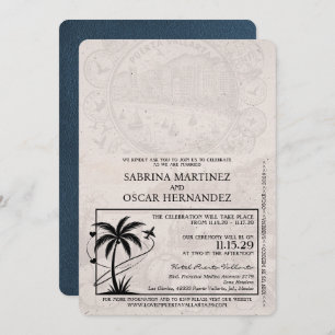 Invitación Boda de pasaportes de Marina Blue Puerta Vallarta