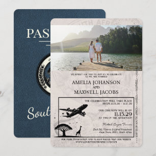 Invitación Boda de pasaportes de Marina Blue South Africa