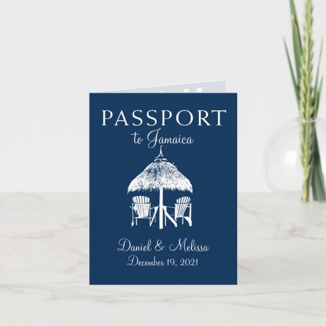 Invitación Boda de pasaportes de Montego Bay Jamaica (Anverso)