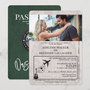 Invitación Boda de Pasaportes de Nashville Verde