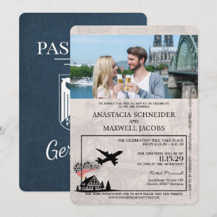 Invitación Boda de Pasaportes de Navy Blue Germany