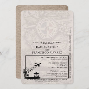 Invitación Boda de Pasaportes de República Dominicana Beige