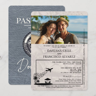 Invitación Boda de Pasaportes de República Dominicana Plata