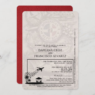 Invitación Boda de Pasaportes de República Dominicana Roja