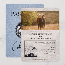 Invitación Boda de pasaportes Dusty Blue Colorado